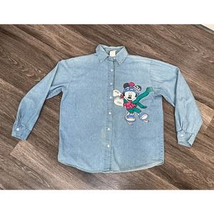 1972 Mickey Unlimited Minnie Mouse Jerry Leigh Denim Shirt SZ M